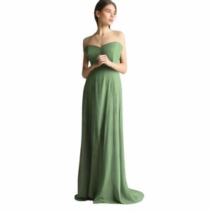 After Six Vineyard Green Sweetheart Strapless Maxi Dress 6